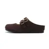 Zapatos Birkenstock de Cuero Genuino Punta Semiabierta Zapatos Individuales Suela Gruesa Aumentadores de Altura Zapatos Birkenstock Mujer Primavera Verano 2026 Feos Lindos Zuecos Semiabiertos de Punta Cerrada