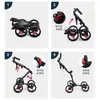 Carrinho Dobrável Pgm Golf de Quatro Rodas para Bolsa de Bolas Carrinho de Golfe Porta-Guarda-chuva Porta-Garrafa d'Água Freio Manual Carrinho de Bolas
