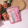 Kit de Herramientas para Manicura de 6 Piezas Lima Esponja Rosa en Forma de Corazón Lima de Uñas Impresa por Ambos Lados Separador de Dedos del Pie de Eva Palillo de Cristal