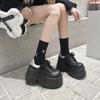 Zapatos Pequeños de Mujer de Nuevo Estilo para Aumentar la Altura de una Sola Capa, Zapatos Casuales Tipo Mocasín con Plataforma y Cordones, de Combinación Fácil, Zapatos Pequeños de Cuero con Suela Gruesa y Tacón Súper Alto