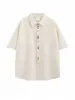Camisa de manga corta a rayas para hombre con bordado de gato estilo americano, camiseta fina de verano moderna y holgada, chaqueta de playa de manga corta