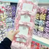 Grampo de Cabelo com Laço de Tecido Rosa Perolado com Bolinhas de Cereja Estampa de Bolinhas Grampo para Franja de Menina Doce Acessório de Cabelo