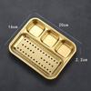 Prato de Condimentos em Aço Inoxidável Estilo Coreano Loja de Churrasco Dourado Vintage Louça Especial Molheira Prato de Molho com Três Compartimentos Prato para Bife