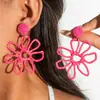 Accesorios Yongge Estilo Étnico Vacacional Pendientes de Flor Tejida Hechos a Mano Pendientes de Playa Elegantes y de Alta Gama