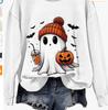Sudadera con cuello redondo y mangas caídas para mujer, con estampado digital 3D de Halloween, comercio exterior transfronterizo de Amazon, otoño e invierno de 2024