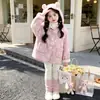 Abrigo de Borrego para Niñas Otoño e Invierno Niños Más Terciopelo Engrosado con Capucha Casual Cálido Dibujos Animados Ropa de Algodón Ropa de Invierno
