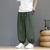 Pantalones Harem Sueltos Casuales de Verano Finos Estilo Chino Tacto a Lino Falso Seda de Hielo Estilo Étnico Estampados para Hombre