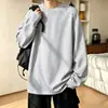 Batterup2025 Novidades Primavera/Verão Blusa Redonda Estilo Japonês Malha Waffle Casual Solta Manga Longa Camiseta Marca da Moda Masculina