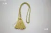 Cuerda de tres hebras de color dorado claro y plateado, con poste de hombro plano, bola, borla doble, cuerda de unión, correa de cuerda, 0.3, cuerda decorativa, borla colgante, 65 CM, accesorios