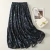 Saia Midi Godê Longa Casual de Design Inovador para Mulheres, Estampa Floral Artística e Fresca, Amiga da Pele