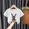Roupas Infantis 2025 Verão Novo Camisetas de Manga Curta Soltas e Versáteis Estampadas Tops da Moda para Crianças Pequenas e Médias e Bebês