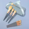 Patrón con 10 brochas de maquillaje Blue Bridge set completo de brocha para polvos portátil pelo de fibra súper suave brocha para sombras de ojos