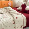 Colcha de Verano Clase A 100% Algodón Puro con Borde de Concha Fair Isle, Colcha de Verano de Algodón Puro con Dibujos Animados para Dormitorio Estudiantil, Colcha Fina para Aire Acondicionado 4
