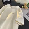 Camiseta Redonda de Manga Curta com Estampa de Letras Dopamina para Homens Verão 2025 Fina Simples Respirável Meia-Manga Camiseta de Estudante