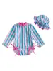 3-6M 6-12M 12-18M 18-24M 2-3A Maiô infantil de peça única com chapéu