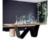 Mesa de Comedor Rectangular Grande Color Nogal, Mesa Irregular de Madera Maciza, Escritorio Creativo y Único, Escritorio Antiguo