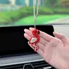 Diamante de Cristal Lindo Flamenco Colgante para Coche Adorno Creativo Brillante Diamante Grulla Coronada Roja Decoración Colgante para Espejo Retrovisor Interior del Coche