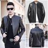 Chaqueta de Cuero Genuino Haining 2026 para Hombre, Hecha de Piel de Oveja Pura, Chaqueta Corta Biker con Cuello Alto, Corte Ajustado, Adecuada para Primavera y Otoño