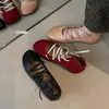 Sapatos Femininos Coreanos de Nicho 2026 Primavera Novos Estilo Francês Bico Redondo Cadarço Sapatilhas Mary Jane para Mulheres