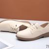 7913 Zapatos de Piel con Punta Redonda y Boca Profunda, Suela Suave, Tacón Bajo, Simples y Versátiles, Color Sólido, Cierre de Cordones al Frente con Pedrería, Casuales y de Moda