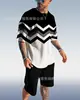 Aliexpress Europeo y Americano Tendencia Masculina Casual Estilo Playa Camiseta con Estampado 3D Texturizado Traje de Shorts Venta al por Mayor Personalización