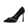 Tacones de aguja sexys y elegantes con adornos de pedrería, punta poco profunda, estilo profesional, punta fina, tacones altos dignos de una diosa para mujer, nueva colección otoño 2024