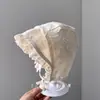 Gorro Ligero y Transpirable con Borde de Encaje para Bebés y Niñas Pequeñas, Estilo Primavera y Otoño, Protección Solar de Verano, Gorro de Atar Estilo Princesa