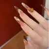 Arte de Unhas Artesanal de Luxo com Gradiente Rosa Dourado e Pedrarias, Elegante e Realçadora da Pele, Produto Final de Arte de Unhas de Alto Padrão Estilo Ins