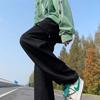 Calça jeans reta preta masculina estilo Hong Kong ins com múltiplos bolsos macacão moda outono e inverno marca calça de perna larga solta