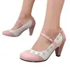 Pedido Extranjero de Amazon Otoño e Invierno 2025 Lolita Suela Gruesa Combinación de Colores Tallas Grandes 40-48 Zapatos con Hebilla de Flor Quemada