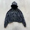 Moletom com capuz casual de manga longa com estampa punk estilo retrô americano Y2K, gótico, moderno, moda europeia e americana