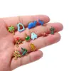 Colgantes Pequeños Creativos de Acero Inoxidable con Temática Oceánica en Forma de Caracola, Delfín y Palmera para Accesorios de Pulseras y Collares DIY