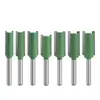 Juego de 7 Piezas de Brocas Verdes Rectas de Vástago de 1/4", de Filo Único y Doble, para Fresadora de Madera de Aleación, para Ranurar y Recortar