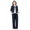 Conjunto de Ropa de Otoño para Mamá, Elegante y Chic Chaqueta de Mezclilla, Nuevo Estilo 2025 para Mujeres de Mediana Edad y Mayores, Top de Moda para Primavera y Otoño