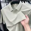 Nuevo Estilo Primavera y Verano 2026 Camisa Polo para Hombre de Seda Helada 7A Color Sólido Cuello Solapa para Profesionales de Negocios Jóvenes y de Mediana Edad