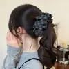 Pinza de Garra de Plátano Estilo Retro a Cuadros para Mujer, Pasador de Tela Burbuja de Nube, Accesorio para el Cabello de la Parte Posterior de la Cabeza para Otoño e Invierno