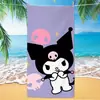 Toalha de Praia Sanrio Kuromi Fofa Transfronteiriça Toalha de Praia de Microfibra Impressa Digitalmente Toalha de Banho Infantil