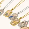 Moda Clásica Versátil Transfronteriza Europea y Americana Colgante Acero Inoxidable Chapado en 18K Goteo de Aceite Diamante Completo Constelación Cuadrado Colorido Collar