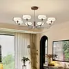Candelabro de Sala de Estar Vintage Estudio Comedor Lámpara de Dormitorio Americano Creativo Retro Atmosférico Serie de Color Maillard Iluminación Lujo Ligero