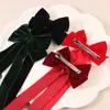 Explosiones de Amazon Transfronterizas Otoño e Invierno Terciopelo Cinta de Lazo Coreana Pasador para el Cabello Tocado de Alta Gama Pasador de Pato Accesorios para el Cabello