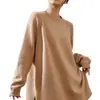 Suéter tejido de cuello redondo estilo casual transfronterizo para mujer, engrosado, suave y de color sólido, corte holgado, elegante suéter de estilo coreano para mujer