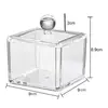 Caja de Almacenamiento Transparente para Palillos y Bastoncillos de Algodón, Caja de Almacenamiento de Algodón para Joyería y Desmaquillante de Escritorio, Frasco de Almacenamiento Multifuncional