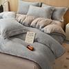 Juego de Cuatro Piezas de Terciopelo de Leche Tallado para Cama Clase A de Invierno Funda de Edredón Engrosada Juego de Tres Piezas para Cama de Dormitorio Individual Sábanas de Cama Ropa de Cama 4