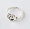 Anillo abierto de sonrisa de la suerte para mujer, anillo de carita sonriente de plata lisa retro igual al de la red, anillo ins de la Puerta Este al por mayor