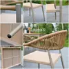 Juego de Patio de Ratán Multiespecificación, Combinación de Sillas de Ocio de Ratán Pe Minimalista Moderno, Mesa y Sillas de Aleación de Aluminio para Exteriores