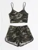 Conjunto de shorts con tirantes elásticos y cordón de camuflaje estilo americano con pedrería, para chica popular, versátil coreano, para mujer, venta al por mayor