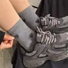 Calcetines de Otoño e Invierno para Mujer, Calcetines de Caña Media con Forma de Corazón, Estilo Japonés de Moda, Lindo Estilo Mori, Calcetines Grises Versátiles de Alto Valor