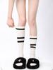 Calcetines de Rayas Rojas para Pantorrilla Estilo Lolita Academia Jk Calcetines de Primavera y Otoño Calcetines de Compresión Ligera a Media Pantorrilla Calcetines Deportivos Versátiles Negros