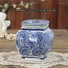 Jarrón de porcelana azul y blanco antiguo estilo chino, adornos florales de escritorio, decoración para mueble de TV de sala de estar, recibidor, estante antiguo