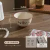 Juego de cuenco y plato de cerámica estilo retro pastoral para uso doméstico, vajilla de color bajo vidriado, cuenco para sopa, cuenco para arroz en relieve, plato de cena